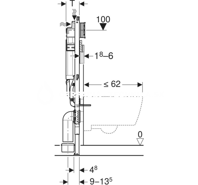 Geberit Duofix pre závesné WC, 112 cm, s podomietkovou splachovacou nádržkou Sigma 12 cm, pre odsávanie zápachu s externým ventilátorom 111.367.00.5