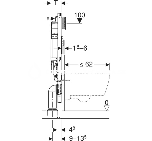 Geberit Duofix pre závesné WC, 112 cm, s podomietkovou splachovacou nádržkou Sigma 12 cm, pre odsávanie zápachu s externým ventilátorom 111.364.00.5