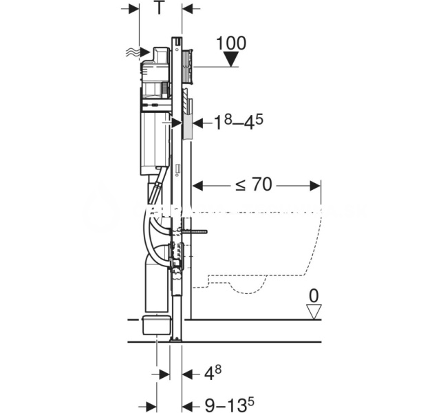 Geberit Duofix pre závesné WC, 112 cm, s podomietkovou splachovacou nádržkou Sigma 12 cm, bezbariérový, pre podpery a držadlá 111.375.00.5