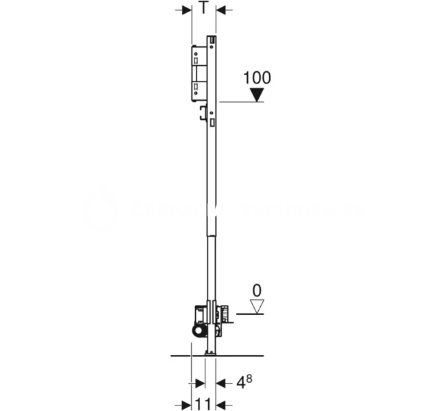 Geberit Duofix pre sprchu, 130 cm, s odtokom v stene, podomietková nástenná armatúra, pre výšku poteru v mieste odtoku 65–90 mm 111.581.00.1