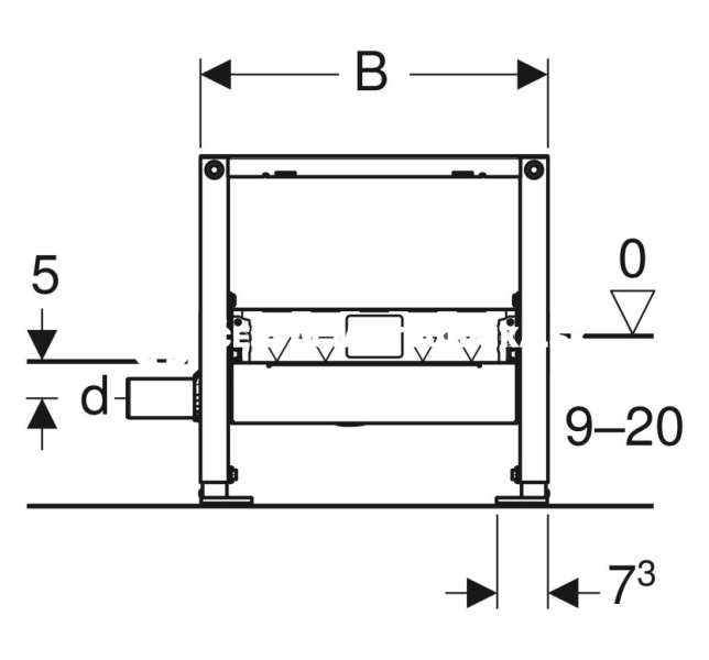 Geberit Duofix pre sprchu, 50 cm, s odtokom v stene, pre výšku poteru v mieste odtoku 90–200 mm 111.591.00.1
