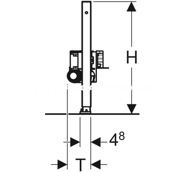 Geberit Duofix pre sprchu, 50 cm, s odtokom v stene, pre výšku poteru v mieste odtoku 65–90 mm 111.593.00.1