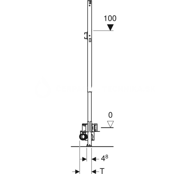 Geberit Duofix pre sprchu, 130 cm, s odtokom v stene, nadomietkvá nástenná armatúra, pre výšku poteru v mieste odtoku 90–200 mm 111.587.00.1