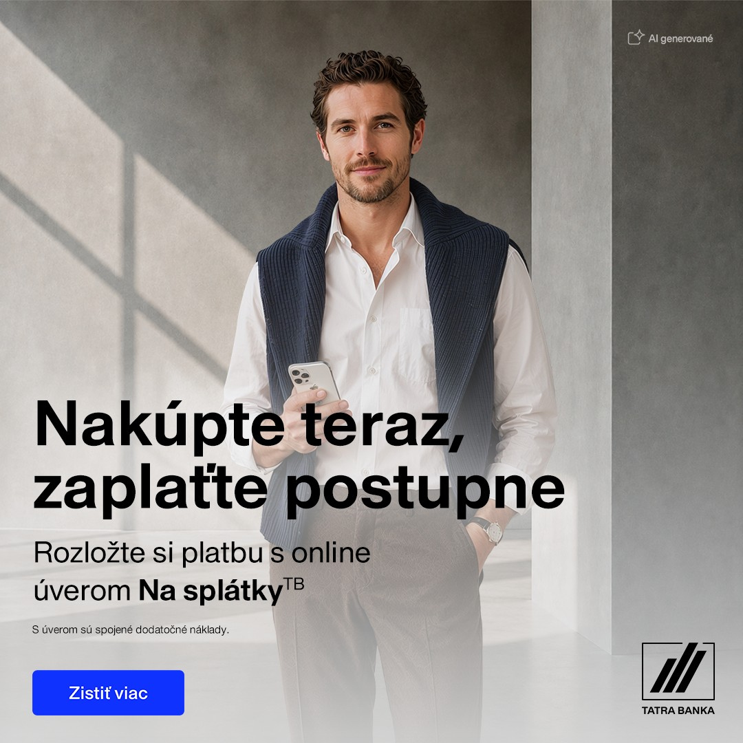 Muž s mobilom – banner kampane Tatra banky pre službu Na splátky.